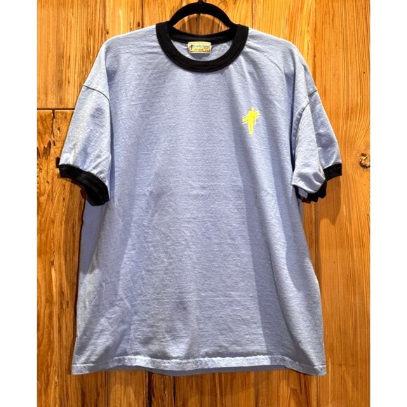 Dune Road XL Light Blue Mens Ringer T-Shirt Retro Surf Style 100% Cotton Casual - Picture 1 of 3